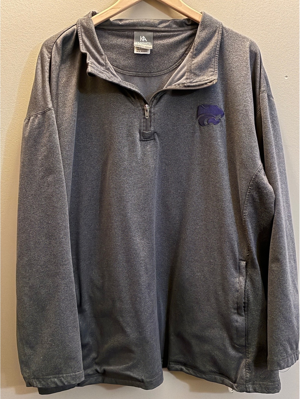 KA Knights Kansas State gray quarter zip pullover size XL